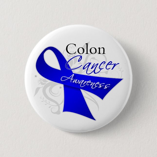 Scroll Ribbon Colon Cancer Awareness Pinback Button (Front)