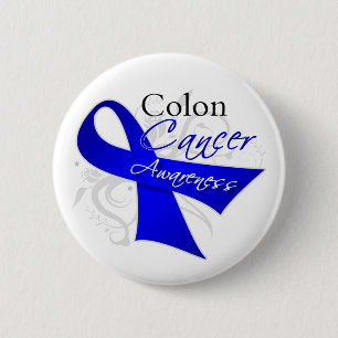 Scroll Ribbon Colon Cancer Awareness Pinback Button