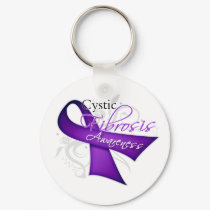 Scroll Ribbon - Cystic Fibrosis Awareness Keychain