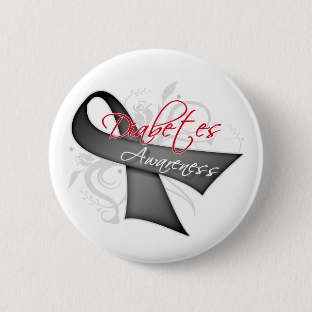 Scroll Ribbon - Diabetes Awareness Button (Front)