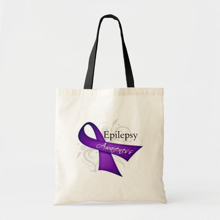 Scroll Ribbon   Epilepsy Awareness Canvas Bag