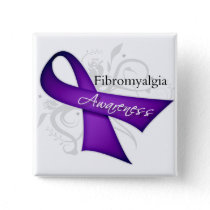 Scroll Ribbon - Fibromyalgia Awareness Pinback Button