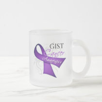 Scroll Ribbon GIST Cancer Awareness Frosted Glass Coffee Mug