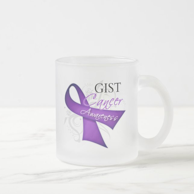 Scroll Ribbon GIST Cancer Awareness Frosted Glass Coffee Mug (Right)