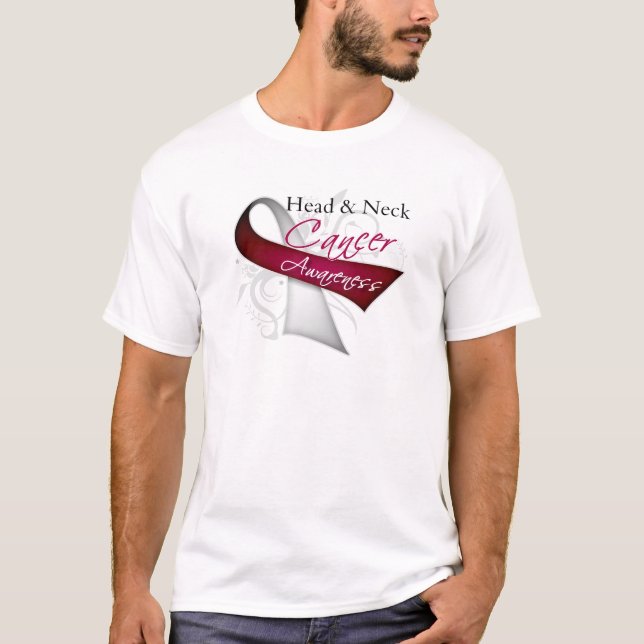 Scroll Ribbon Head and Neck Cancer Awareness T-Shirt (Front)