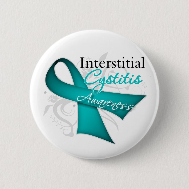 Scroll Ribbon Interstitial Cystitis Awareness Pinback Button (Front)
