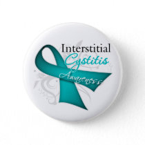 Scroll Ribbon Interstitial Cystitis Awareness Pinback Button