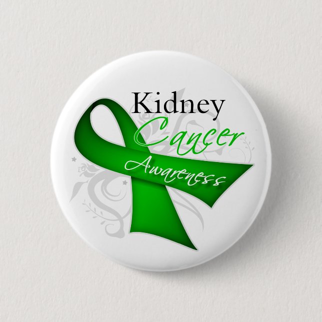 Scroll Ribbon Kidney Cancer Awareness Pinback Button (Front)