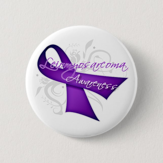 Scroll Ribbon Leiomyosarcoma Awareness Button (Front)