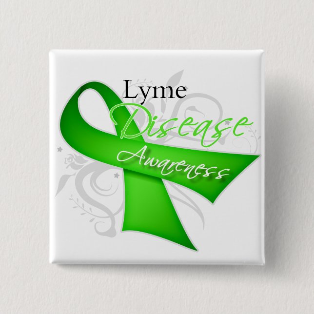 Scroll Ribbon - Lyme Disease Awareness Button (Front)