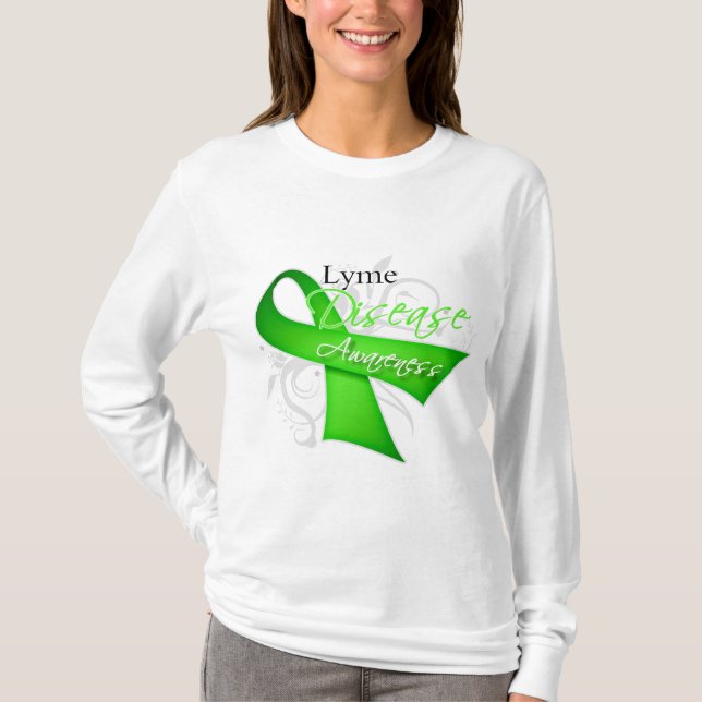 Scroll Ribbon - Lyme Disease Awareness T-Shirt (Front)