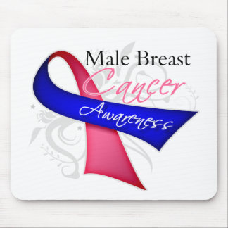 Scroll Ribbon Male Breast Cancer Awareness Mouse Pad