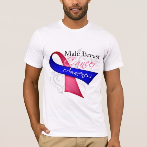 Scroll Ribbon Male Breast Cancer Awareness T_Shirt