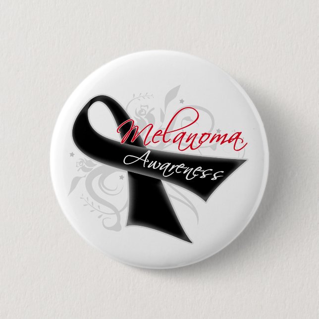 Scroll Ribbon Melanoma Awareness Pinback Button (Front)