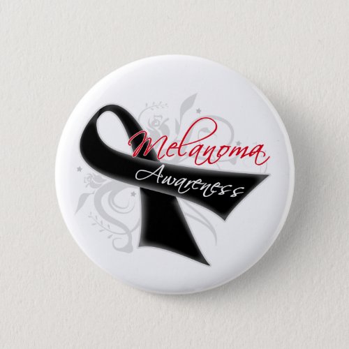 Scroll Ribbon Melanoma Awareness Pinback Button