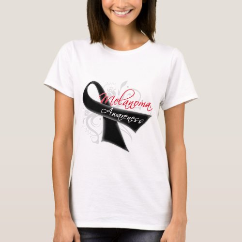 Scroll Ribbon Melanoma Awareness T_Shirt