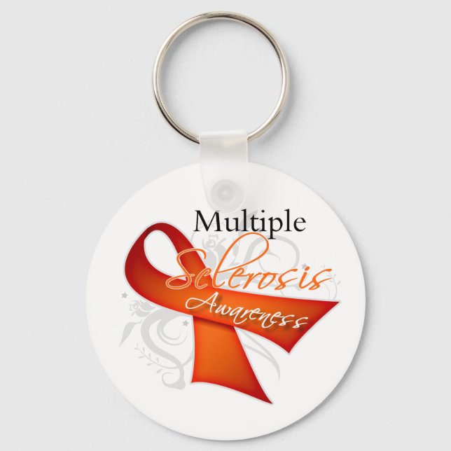 Scroll Ribbon - Multiple Sclerosis Awareness Keychain (Front)