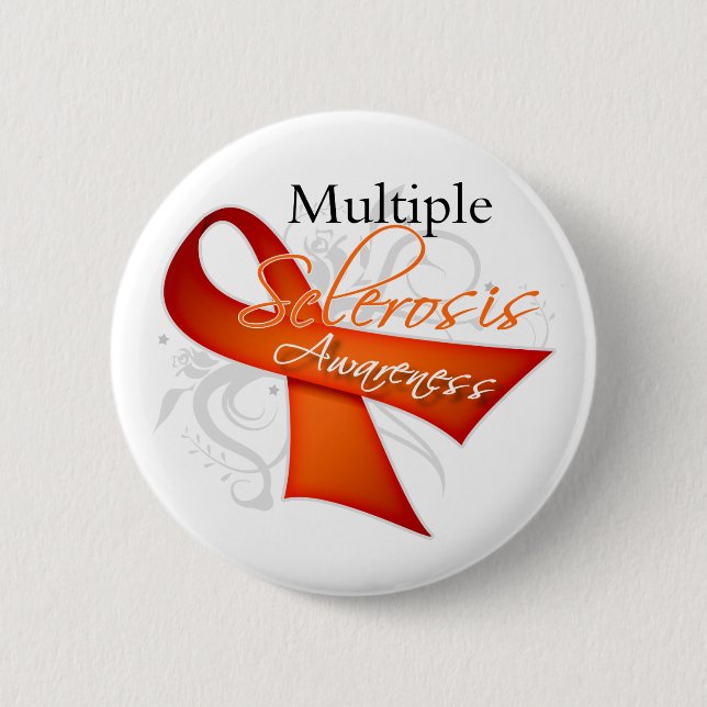 Scroll Ribbon - Multiple Sclerosis Awareness Pinback Button (Front)