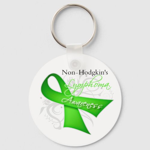 Scroll Ribbon Non_Hodgkins Lymphoma Awareness Keychain