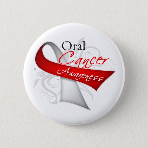 Scroll Ribbon Oral Cancer Awareness Pinback Button