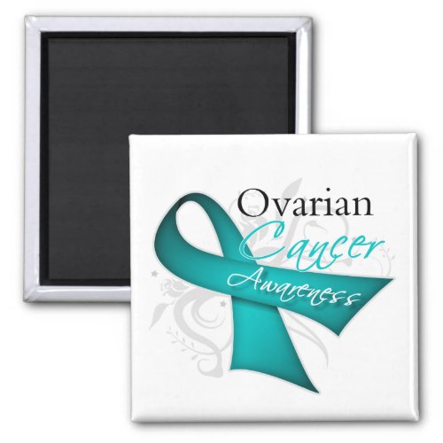 Scroll Ribbon Ovarian Cancer Awareness Magnet