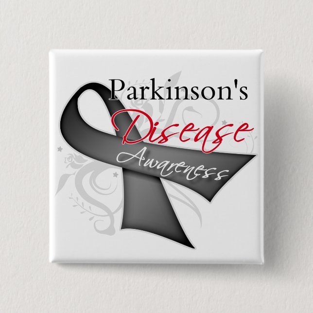 Scroll Ribbon - Parkinson's Disease Awareness Pinback Button (Front)