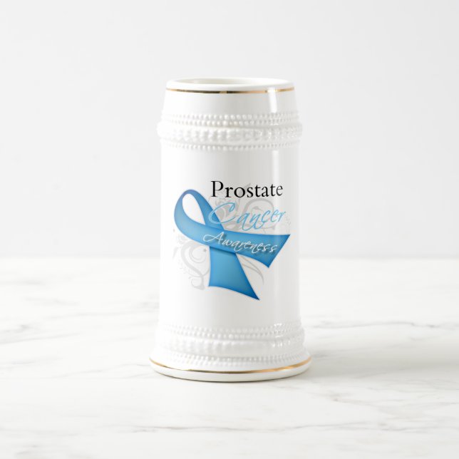 Scroll Ribbon Prostate Cancer Awareness Beer Stein (Center)
