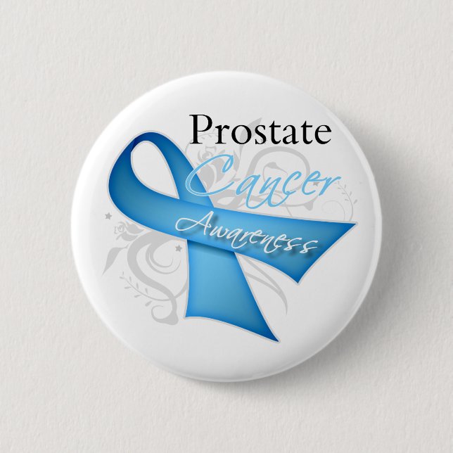 Scroll Ribbon Prostate Cancer Awareness Pinback Button (Front)