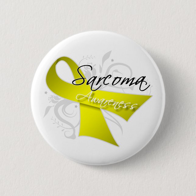 Scroll Ribbon Sarcoma Awareness Pinback Button (Front)