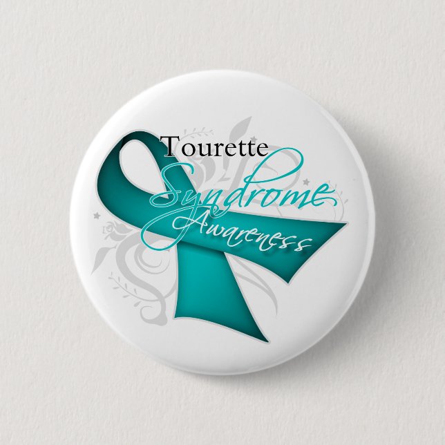 Scroll Ribbon - Tourette Syndrome Awareness Button (Front)