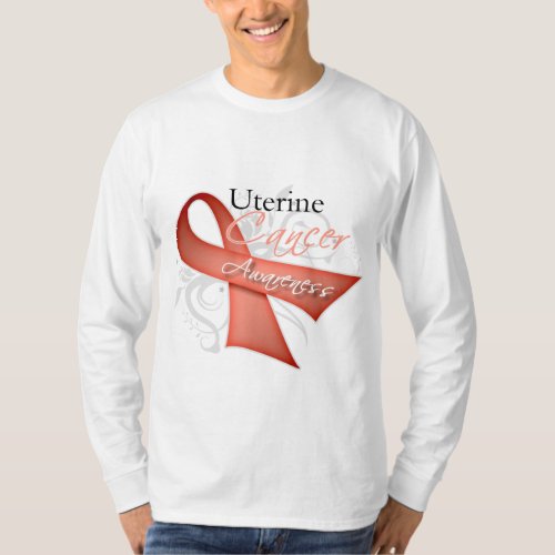 Scroll Ribbon Uterine Cancer Awareness T_Shirt