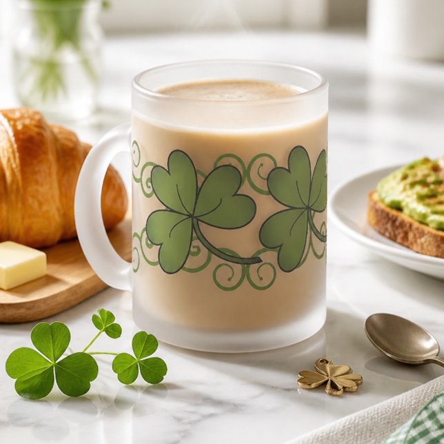 Scroll & Shamrock Frosted Glass Coffee Mug (Creator Uploaded)