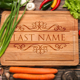 Scroll Solid Wood Cutting Board with Groove