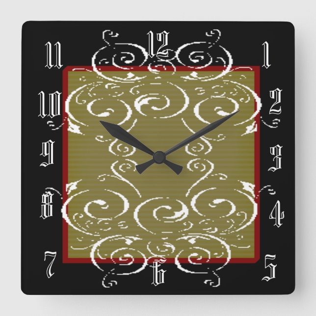 Scroll Square Wall Clock (Front)