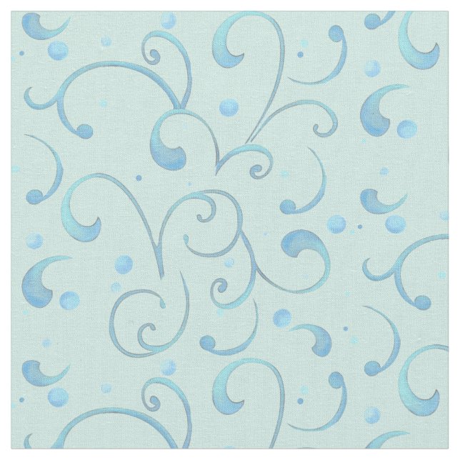 Scroll Swirl Dot Aqua Blue Nursery Baby Cute Whale Fabric (Close Up)