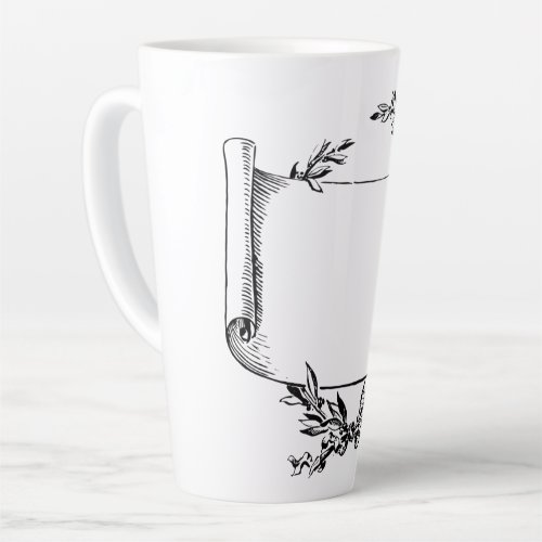 scroll_title_laurel_vintage_banner latte mug