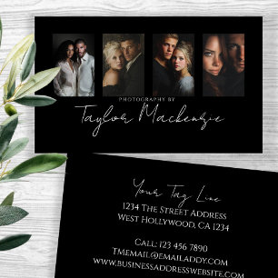 Scroll Typography 4 Photo Template Personalized Business Card
