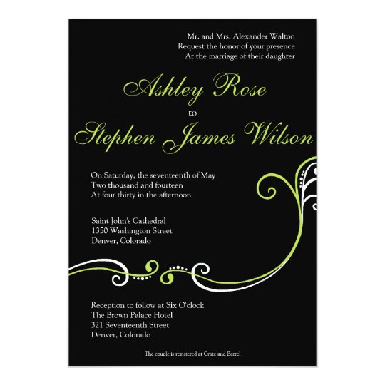 Scroll Wedding Invitation Lime Green | Zazzle.com