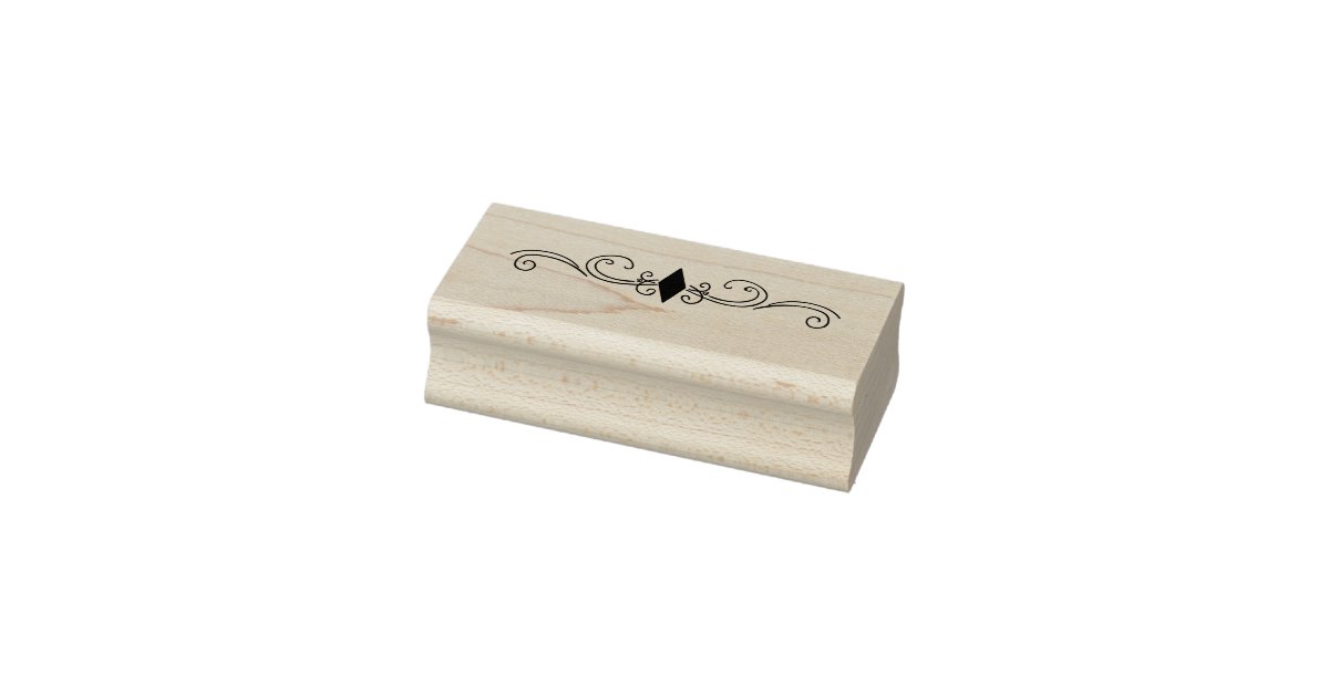 Personalized Round Self-Inking Rubber Stamp - Diamond Scroll