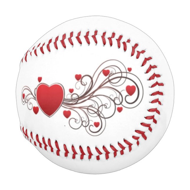 Scrolled Heart on White Baseball (Front Right)