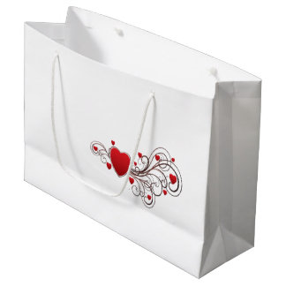 Scrolled Heart on White Large Gift Bag
