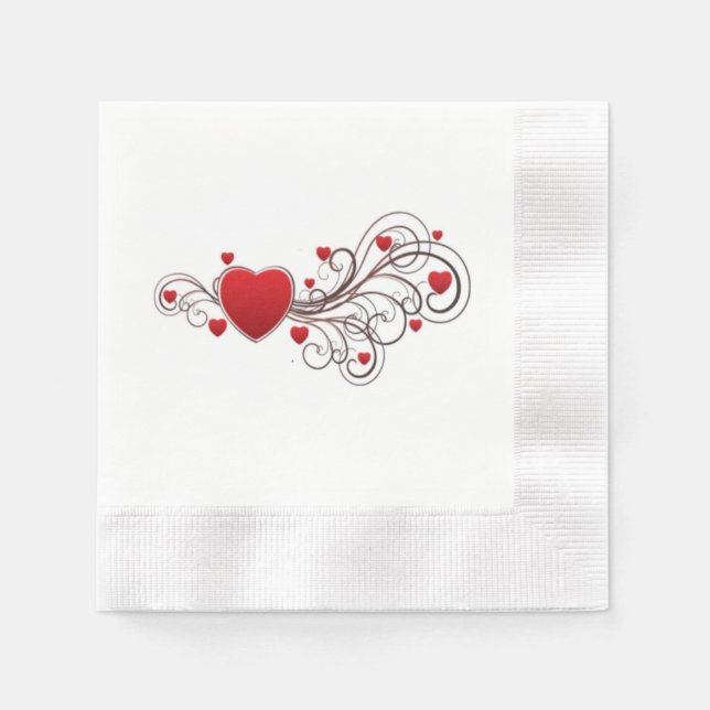 Scrolled Heart Paper Napkins (Front)