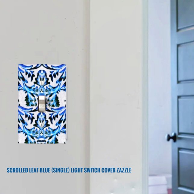 Scrolled Leaf Blue Light Switch Cover (Creator Uploaded)
