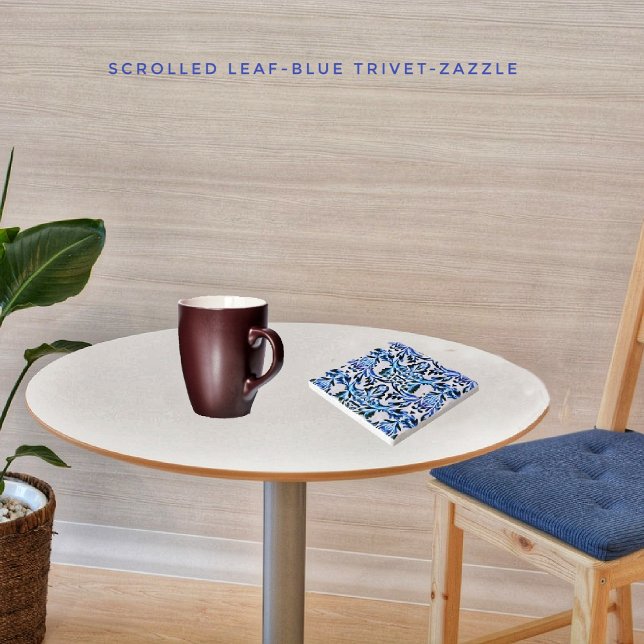 Scrolled Leaf Blue  Trivet (Creator Uploaded)