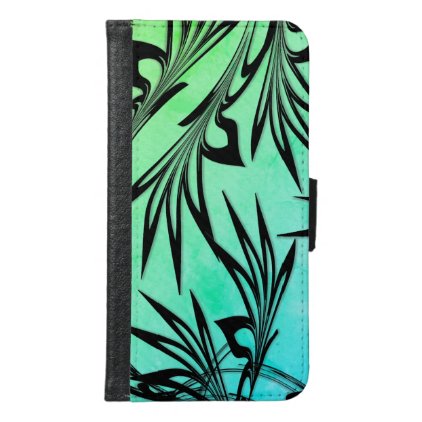 Scrolled Leaf Ombre Wallet Phone Case For Samsung Galaxy S6
