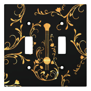 Scrolled Wood Guitar Light Switch Cover