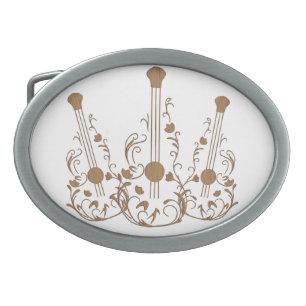 Scrolled Wood Guitars Belt Buckle