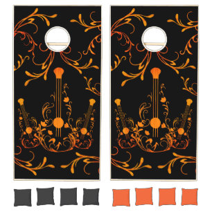 Scrolled Wood Guitars Cornhole Set