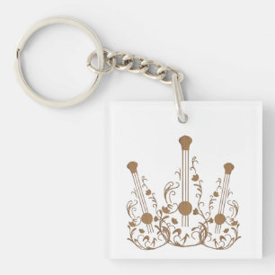 Scrolled Wood Guitars Keychain