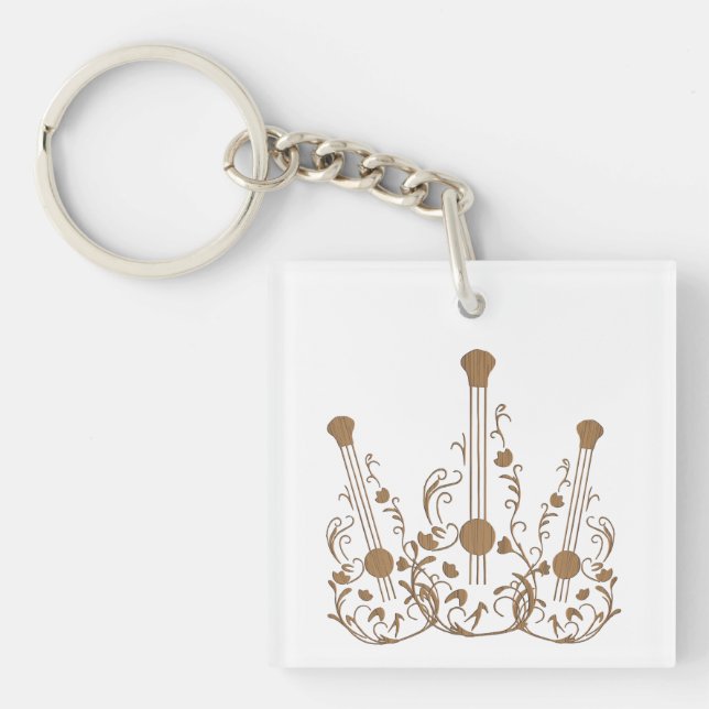 Scrolled Wood Guitars Keychain (Front)